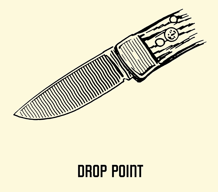 Drop point pocket knife blade illustration.