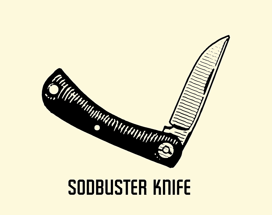 Sodbuster pocket knife illustration.