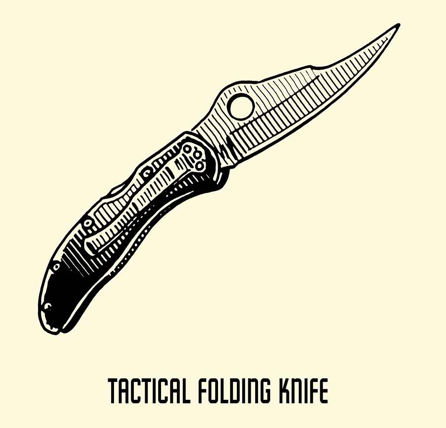 Tactical folding knife illustration.