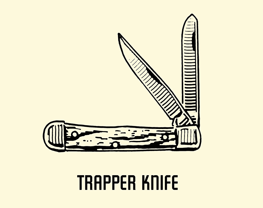 Trapper pocket knife illustration.