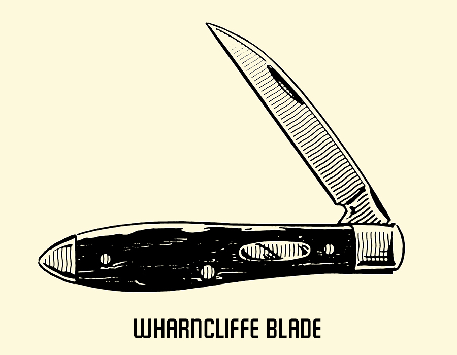 Wharncliffe pocket knife blade illustration.