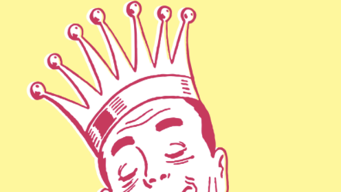 A man with a crown on his head, exhibiting King Complex.