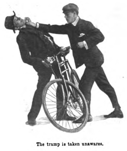 Vintage man punching another man.