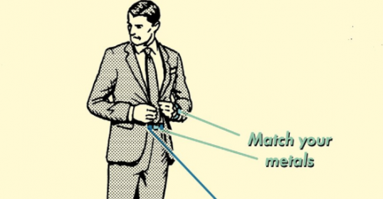 Diagram explaining how to match your metals and leathers for a cohesive outfit.