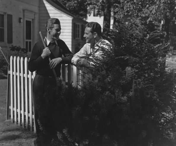 Neighbor's talking in yard. 