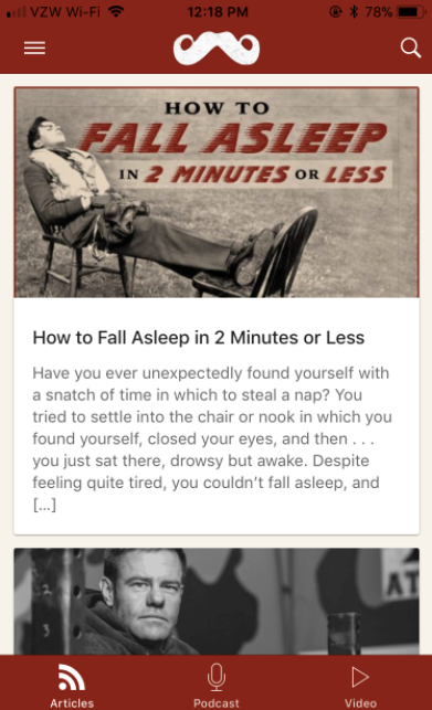 Poster about sleeping in 2 minutes or less by Art of Manliness.