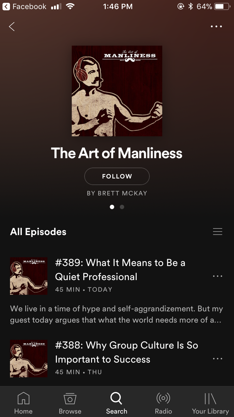 All episodes of Art of Manliness displayed.