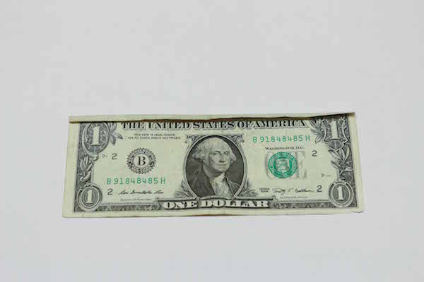 Front view of one American dollar.