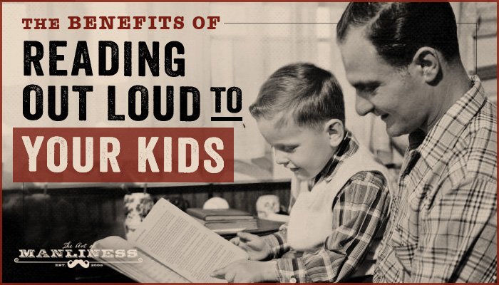 Benefits of reading aloud to children vintage dad reading to son.