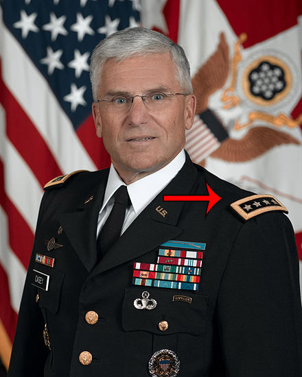 Officer with ranking pins on his shoulder.
