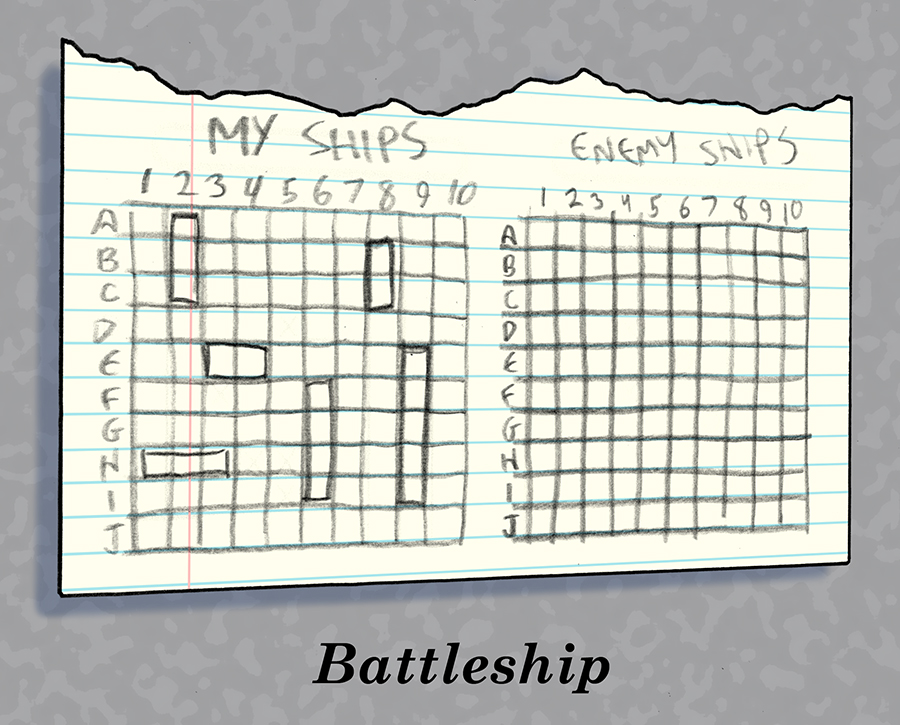 Battleship on a paper. 