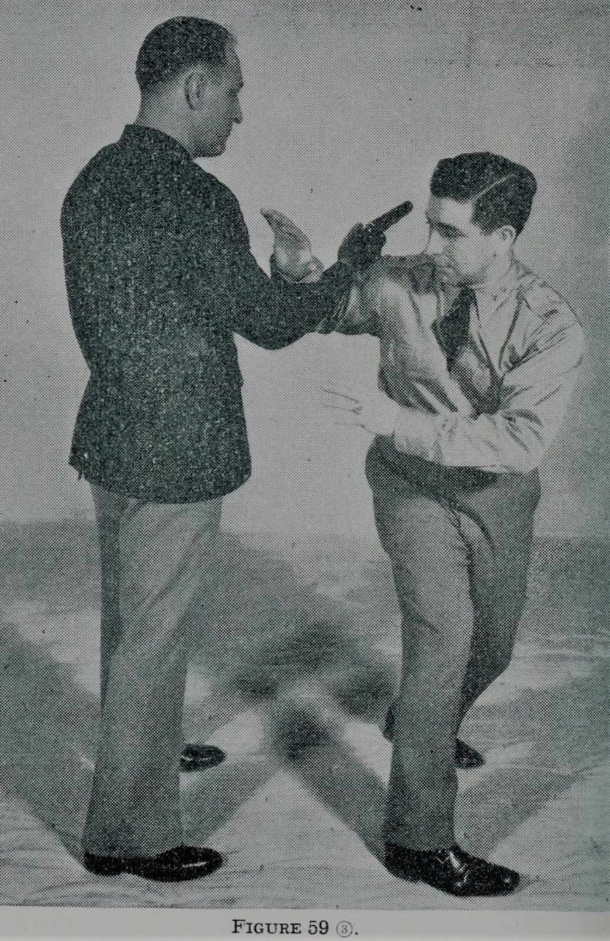 Grasping the opponent's gun with hands during self defense.