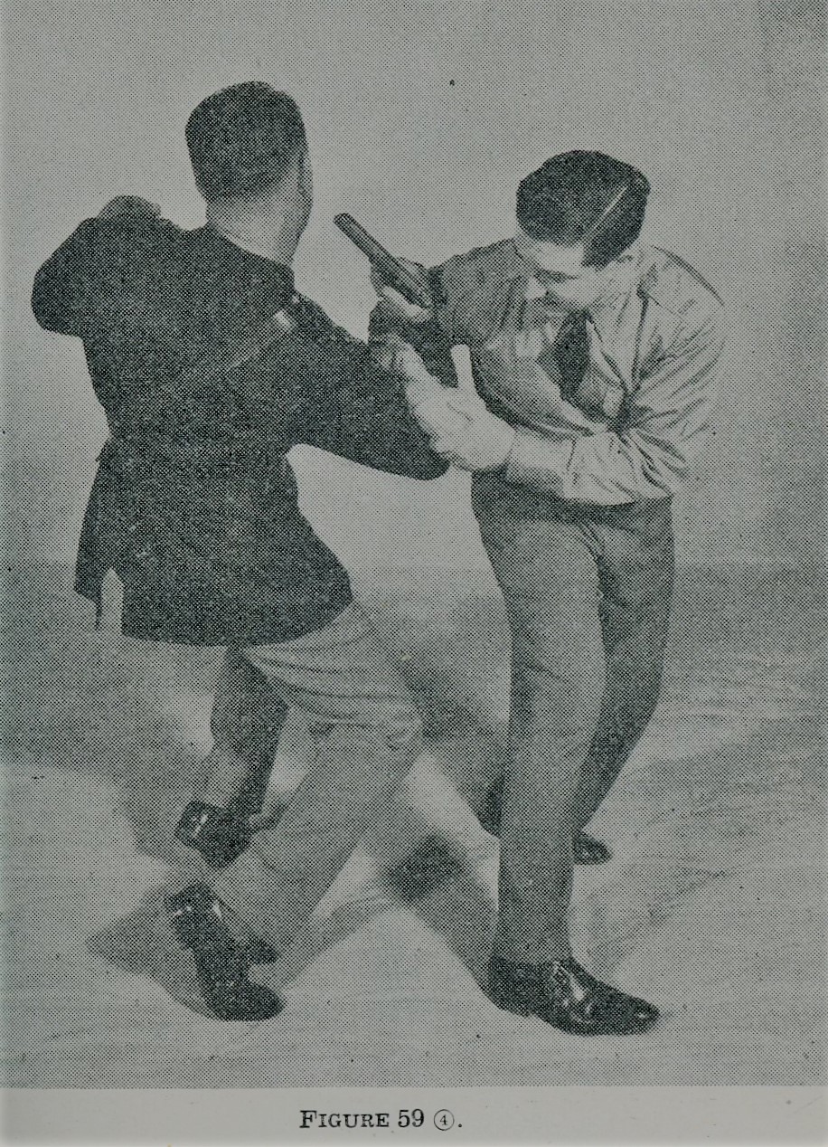 Twisting opponent's hand holding gun during self defense.