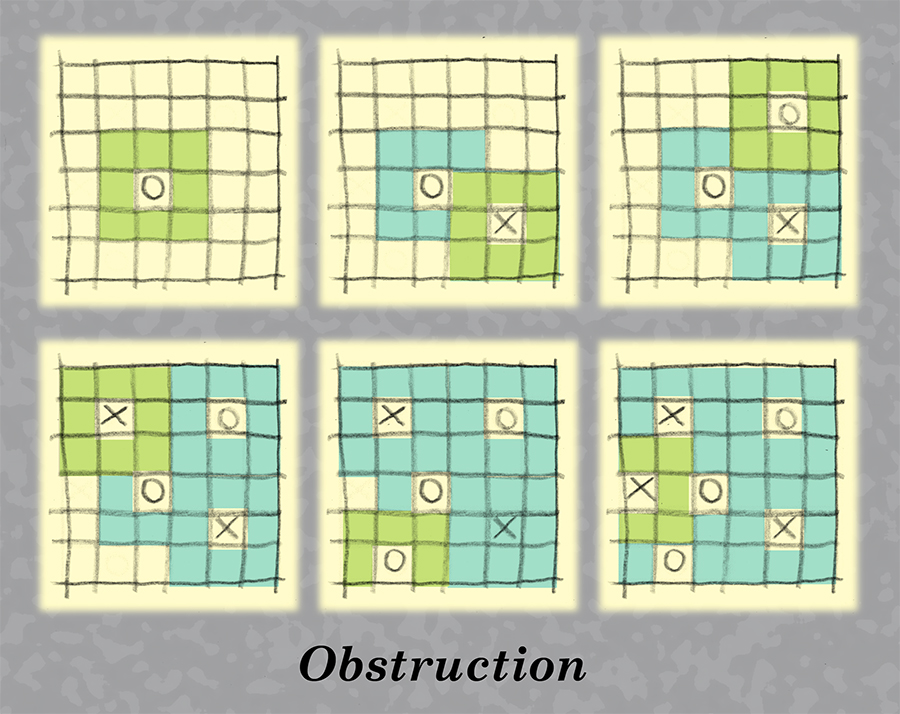 Obstruction game with filled grids.