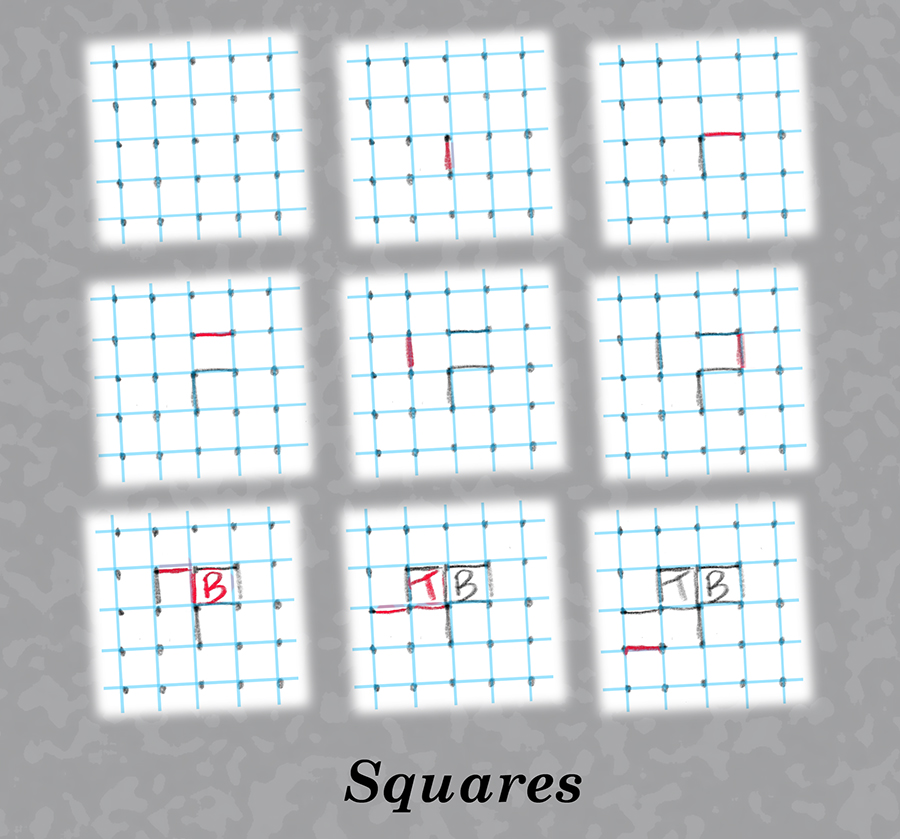 Grid of dots in squares game.