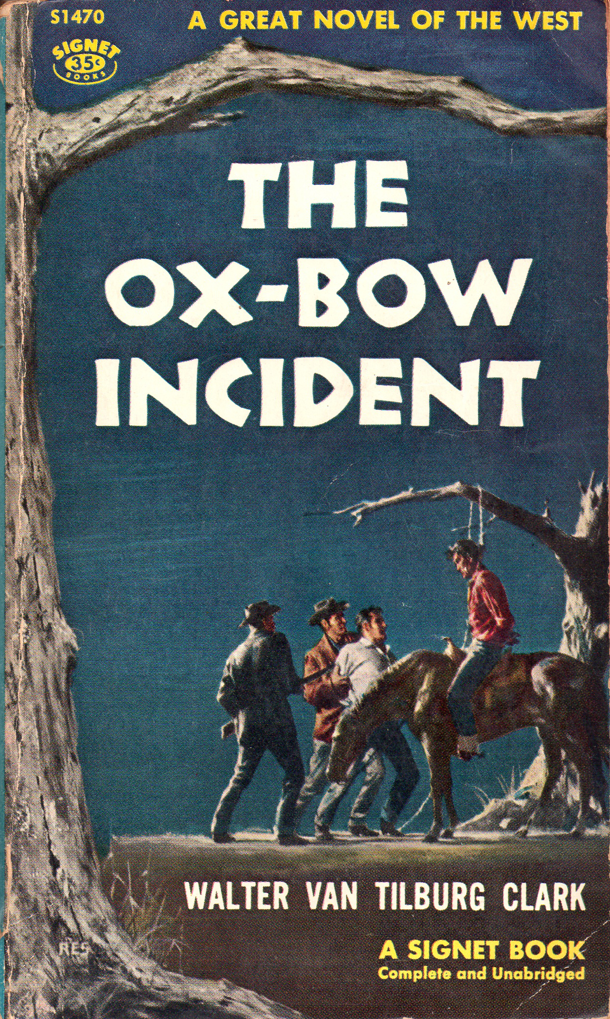 Novel cover of The Ox-Bow Incident by Walter Van Tilburg Clark.