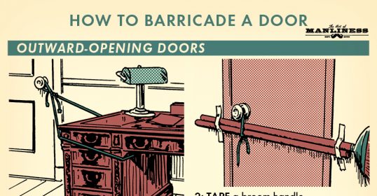 Infographic on barricading a door.