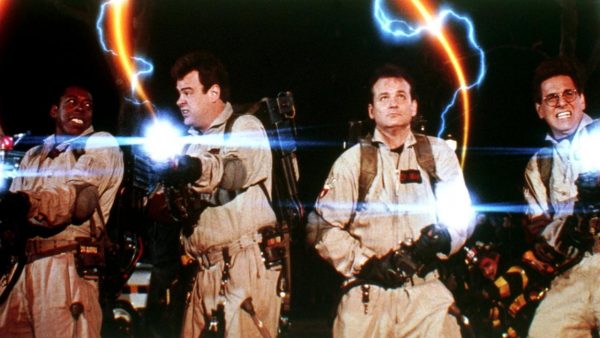 Scene from the movie "The Ghost Busters" in which a group of men are fighting with guns.