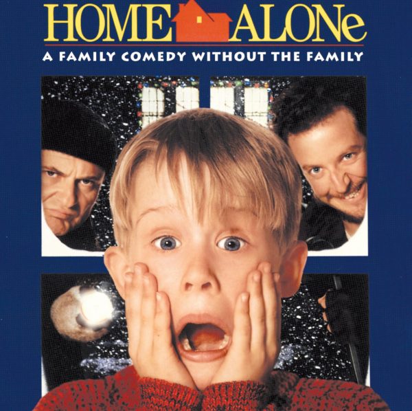 Cover page of the movie" Home Alone" with main characters shown.