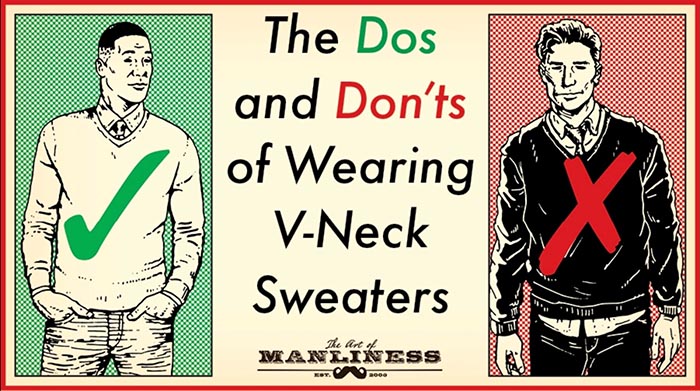 wearing v neck sweater