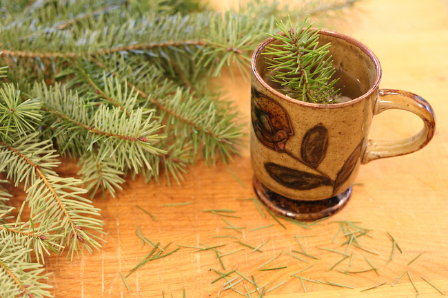 How to make a mug with pine needles on it.