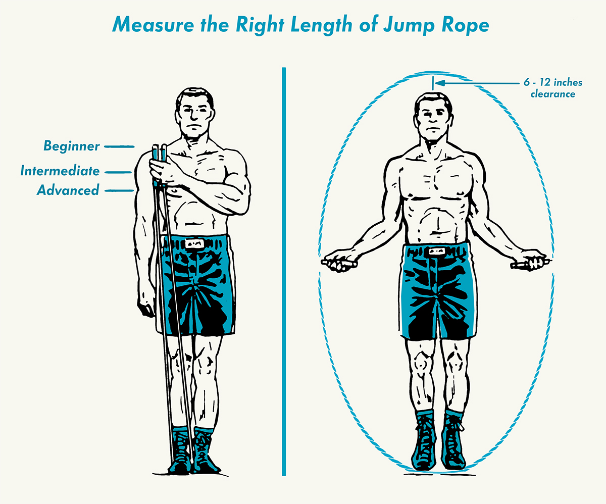 Man measuring the jumping rope.