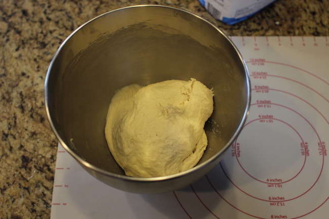 Dough displayed in a bowl.