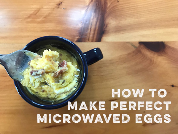 Paste of microwaved eggs in a cup.