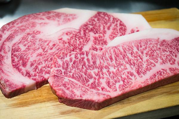 Beef japanese steaks displayed.