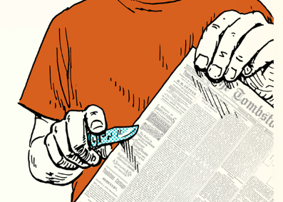A sharp illustration of a man holding a newspaper.