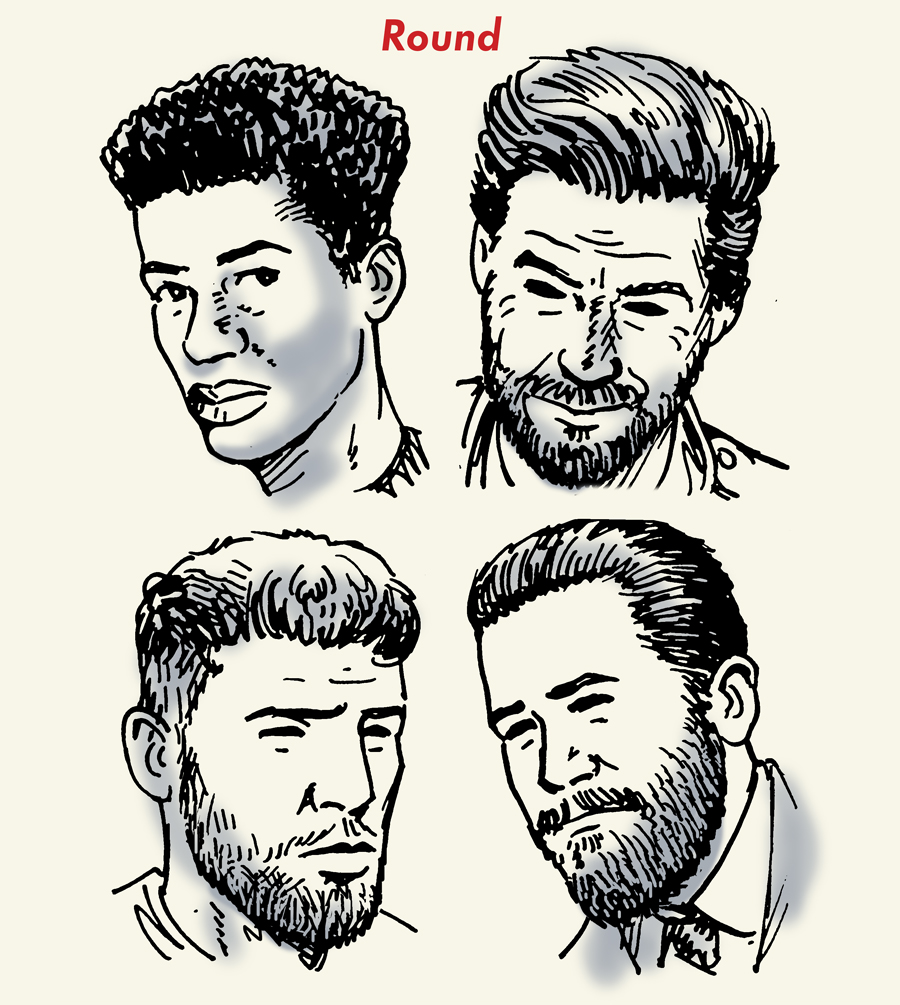Best haircuts for round face shape illustration.