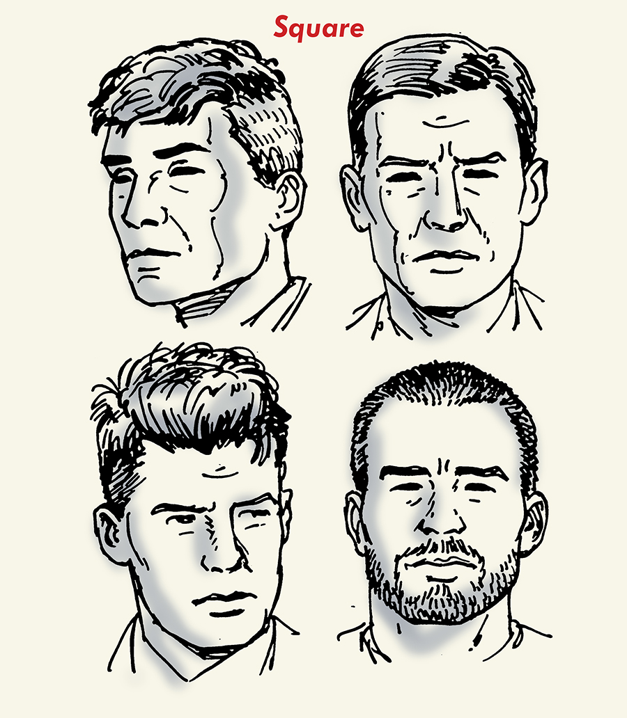 Best haircuts for square face shape illustration.