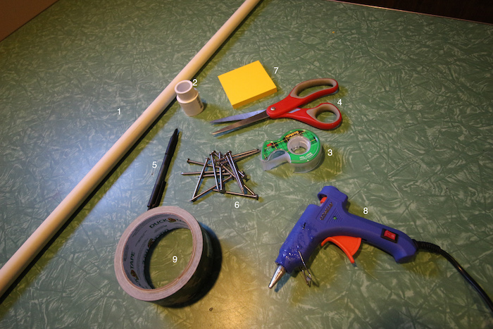 Supplies to make PCV blowgun.