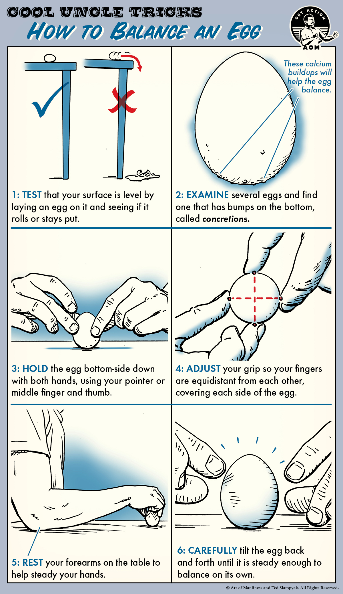 How to balance an egg how to diagram illustration.