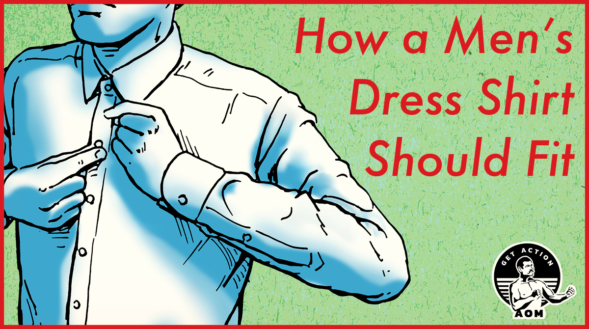 How men's dress shirt should fit illustration.