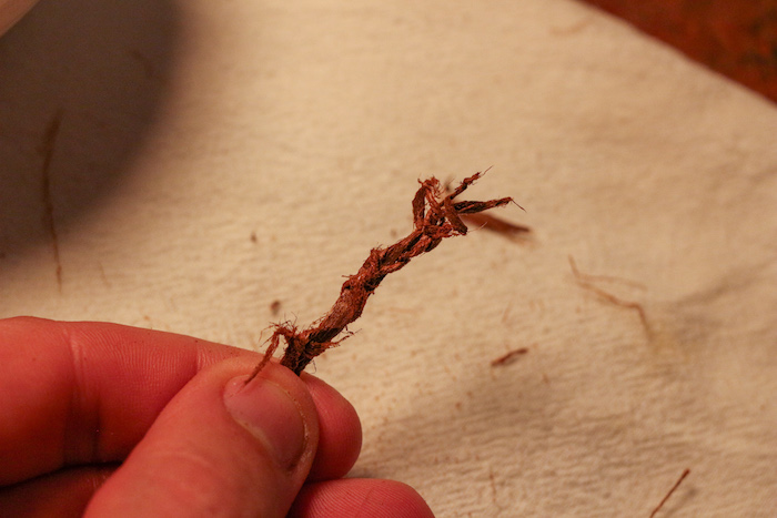 Step 3: Weave bark Into a wick