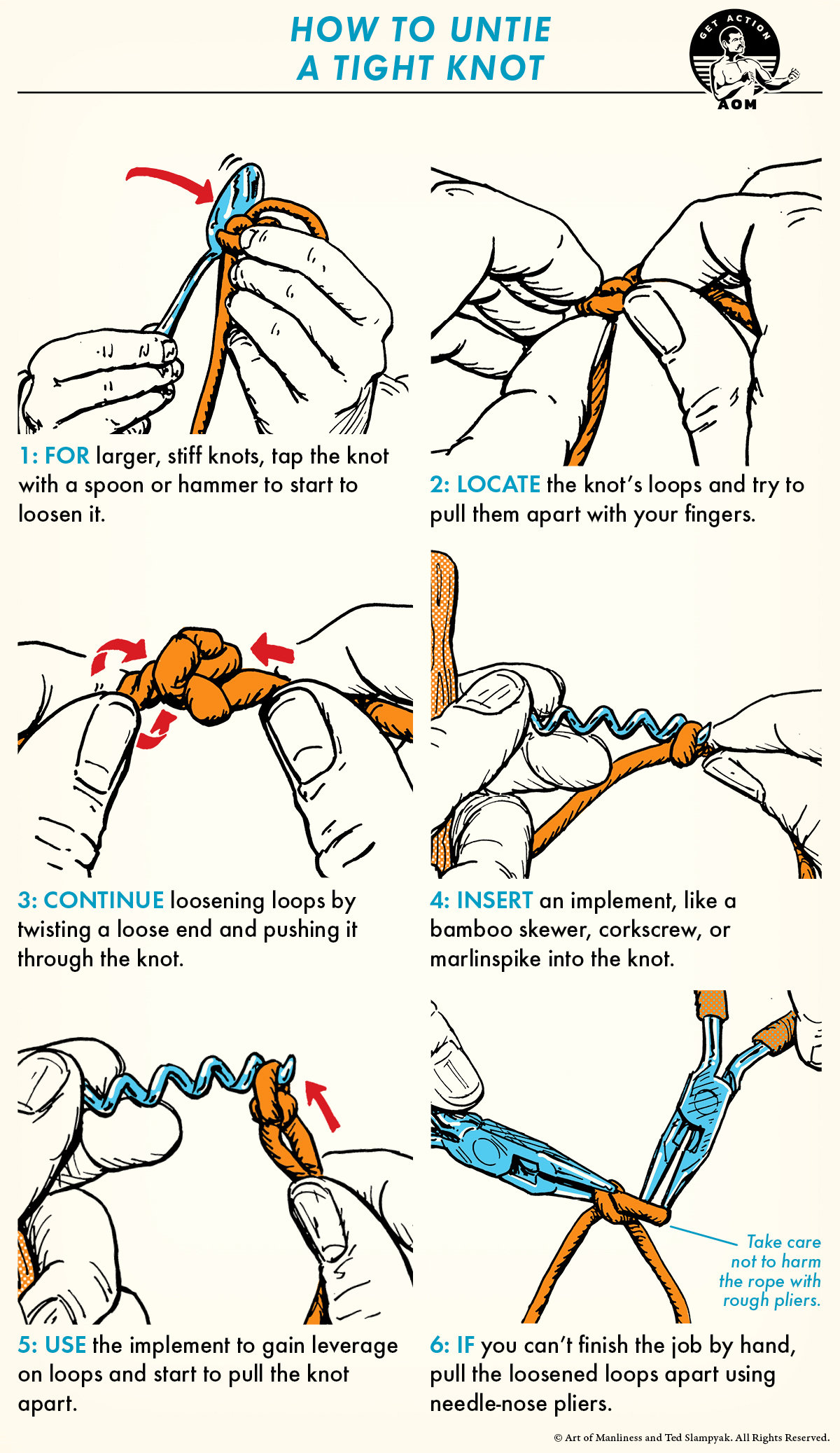 How to Untie a Tight Knot — A Variety of Methods