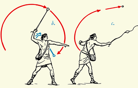 A drawing of a man and woman playing frisbee.