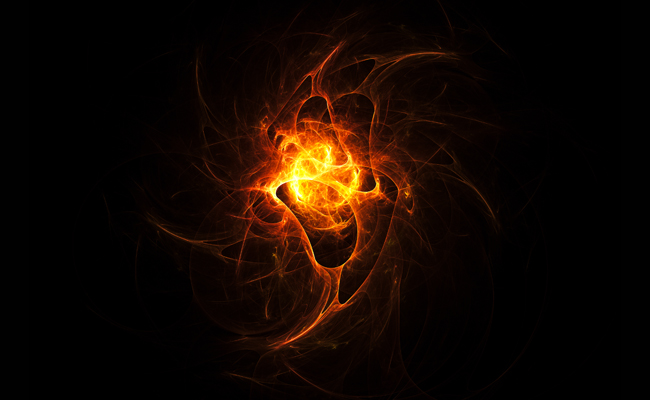 An image of a fire on a black background, evoking tension.