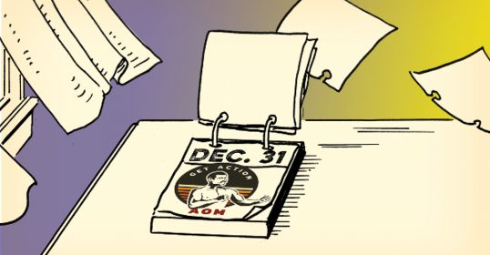 A cartoon calendar featuring the date Dec 31, 2019.
