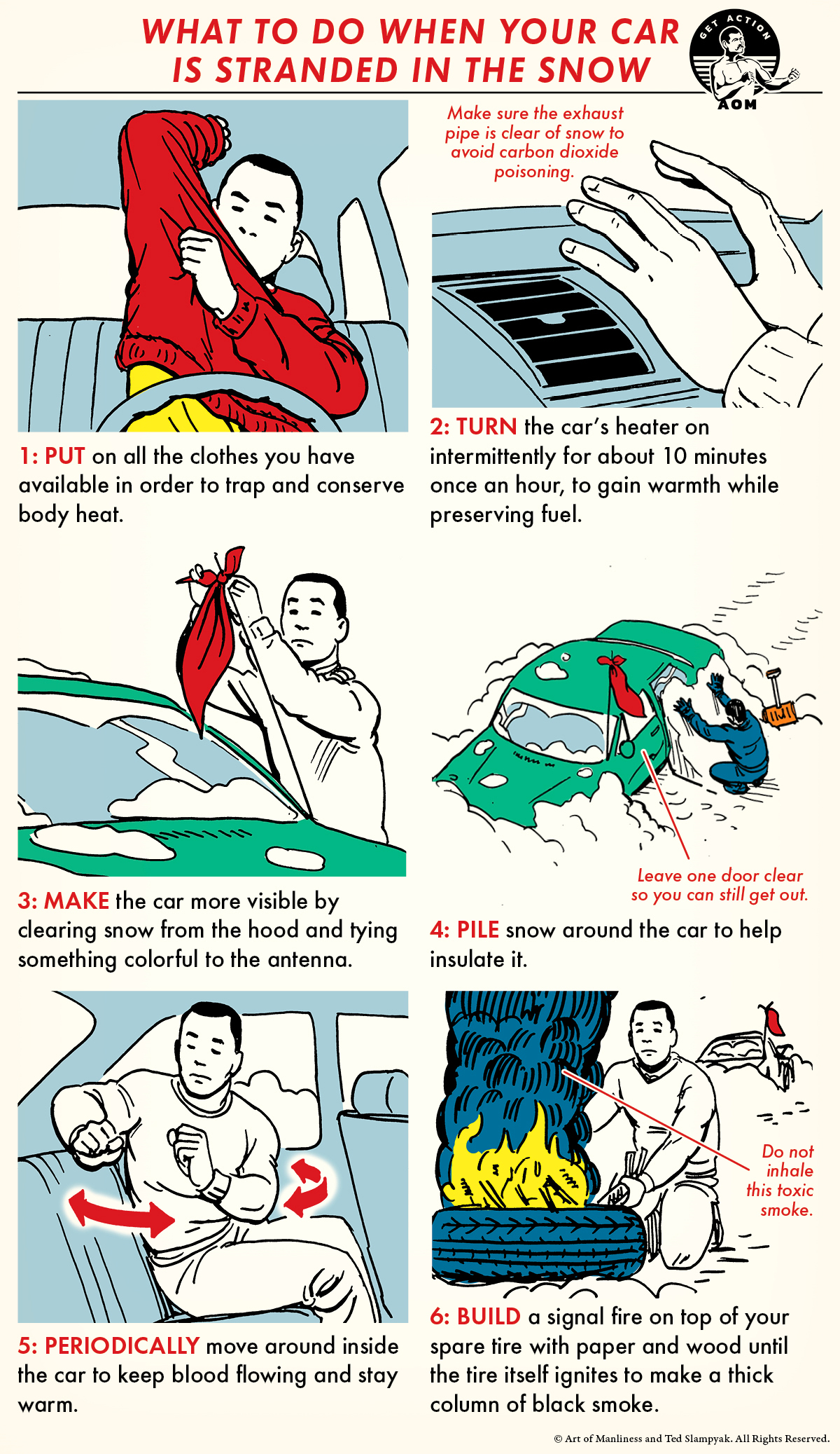 What to do when your car is stranded in the snow comic guide.