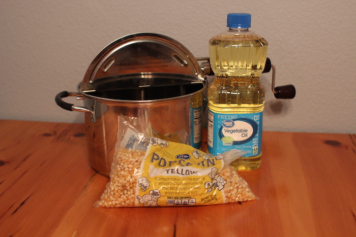 Ingredients to make Popcorn on the Stovetop.