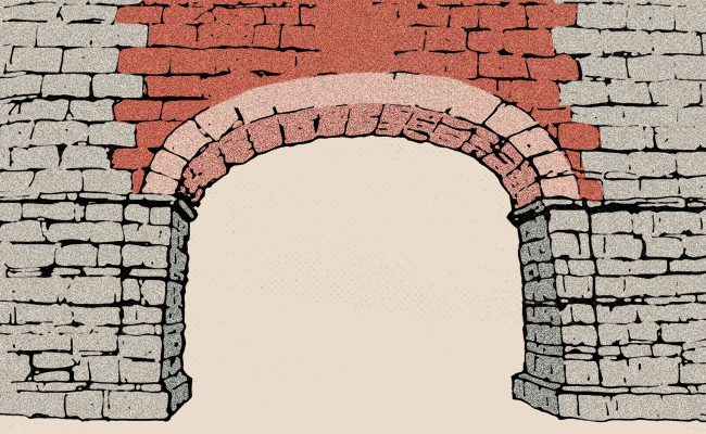 An illustration of an archway in a brick wall, symbolizing the weight of worthy work.