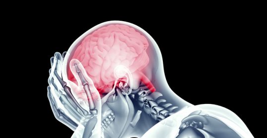 An image of a person holding their head in pain due to inflammation.