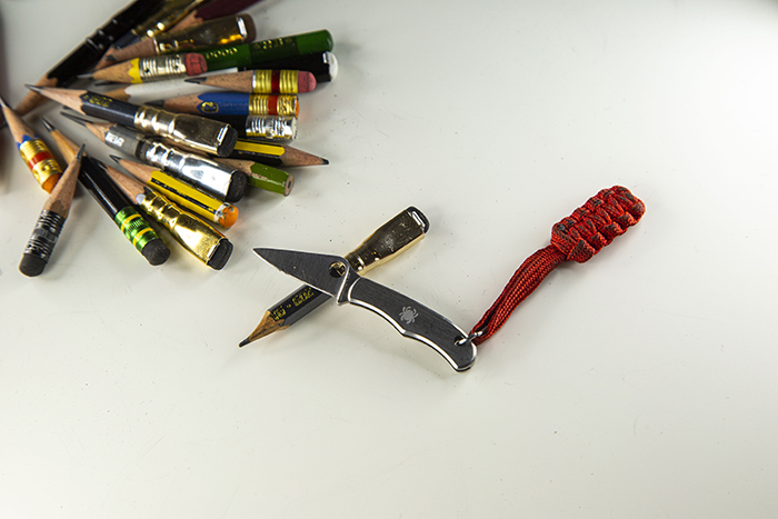 Pencils with knife.