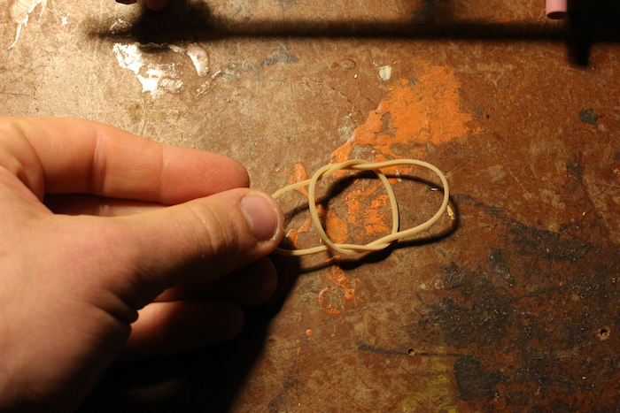 Rubber bands tied with each other.