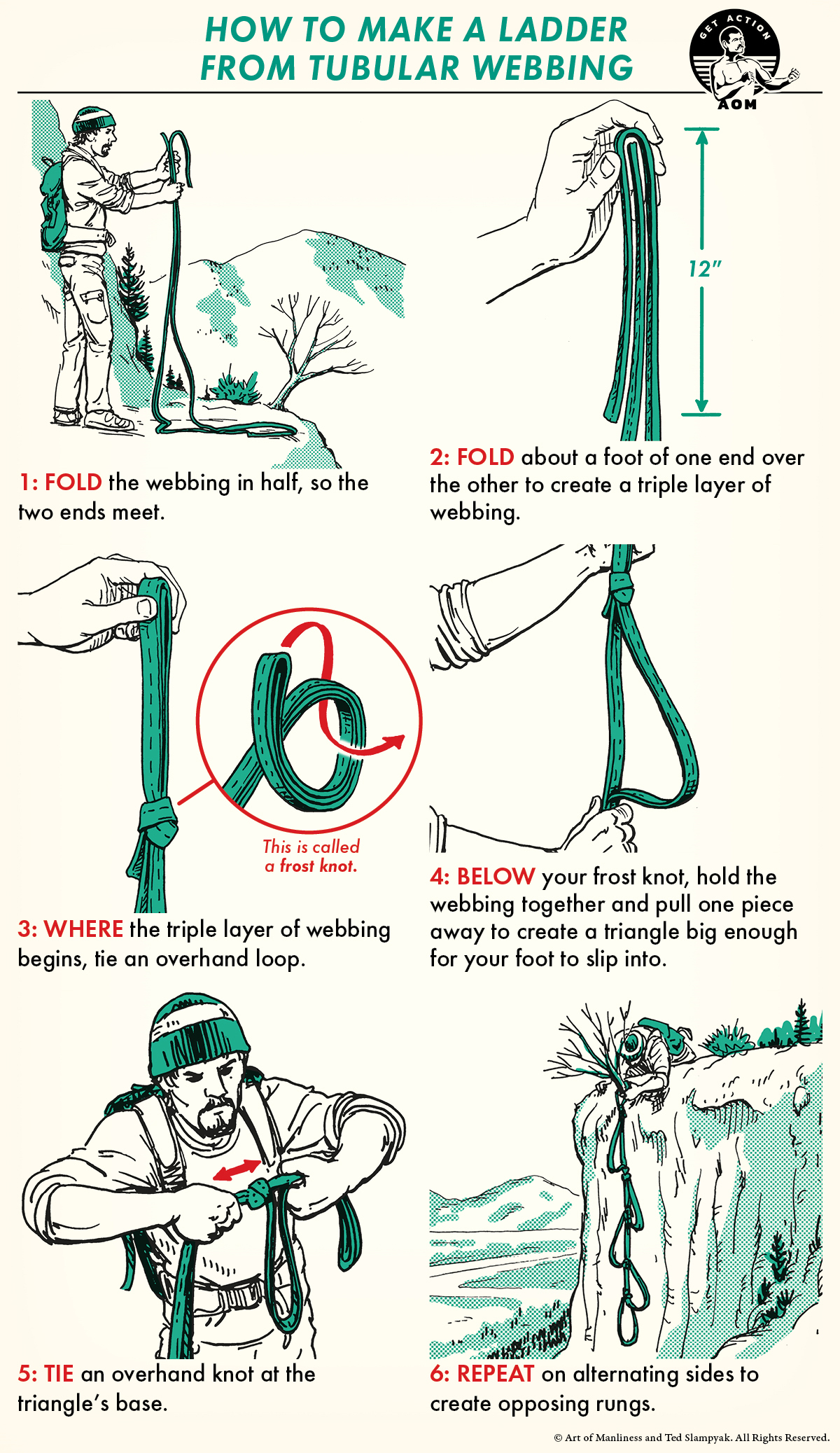 How To Make A Ladder Or Etrier From Webbing Art Of Manliness