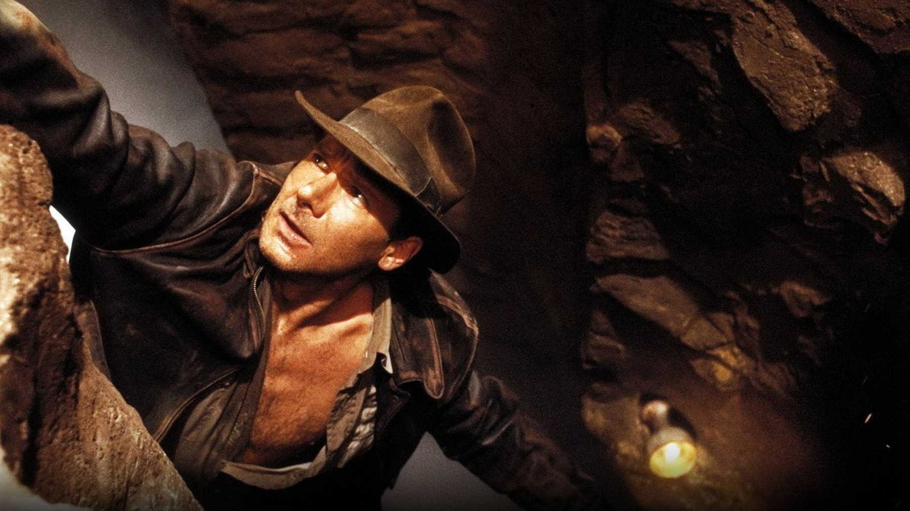 Indiana Jones explores a mysterious cave filled with ancient treasures.