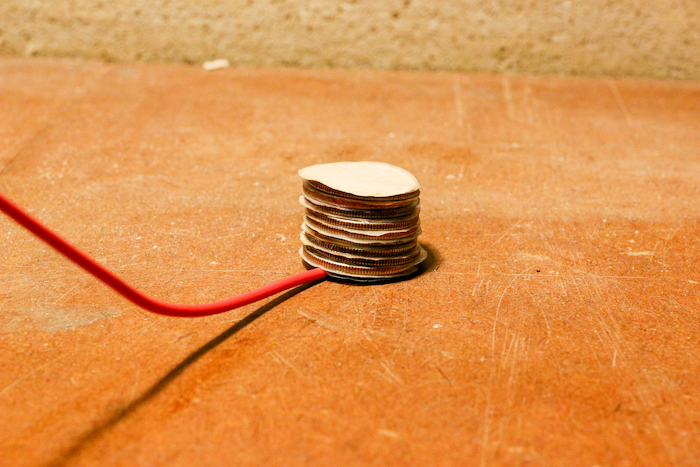 Stacking a quarter on foil. 