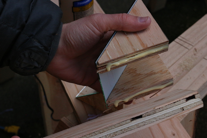 Mirror being attached to Mirror-plywood. 